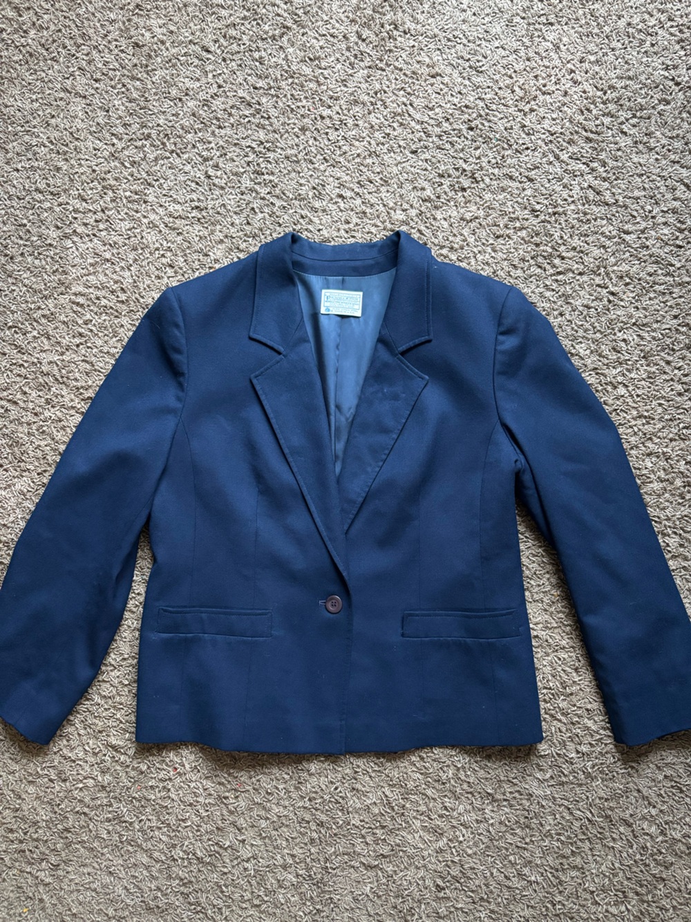 Vintage Pendleton Navy Single-Button Sport Coat Blazer made in USA 100% wool
